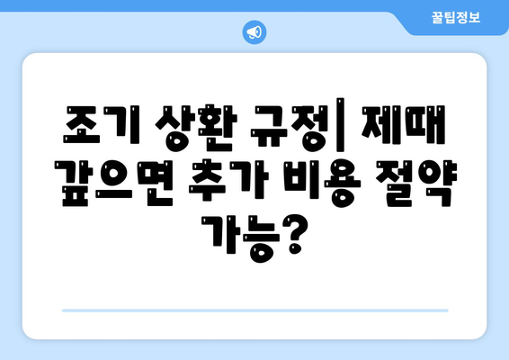 조기 상환 규정| 제때 갚으면 추가 비용 절약 가능?