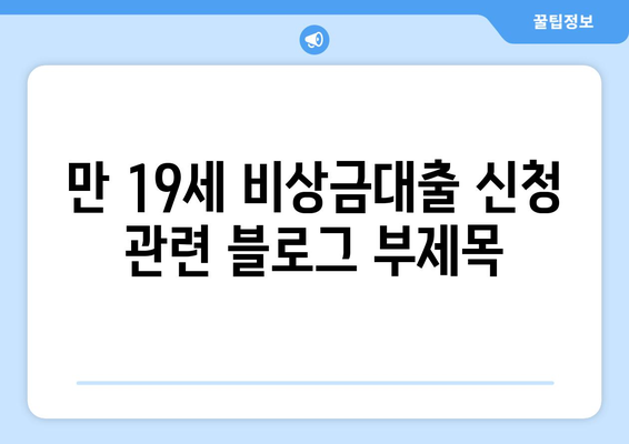 만 19세 비상금대출 신청