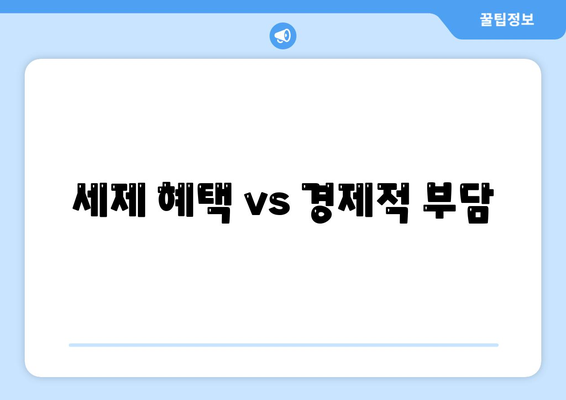 세제 혜택 vs 경제적 부담