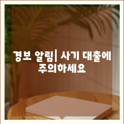 경보 알림| 사기 대출에 주의하세요