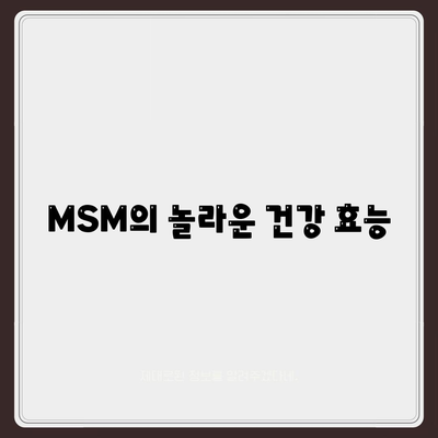 MSM의 놀라운 건강 효능