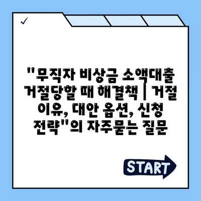 무직자 비상금 소액대출 거절당할 때 해결책 | 거절 이유, 대안 옵션, 신청 전략