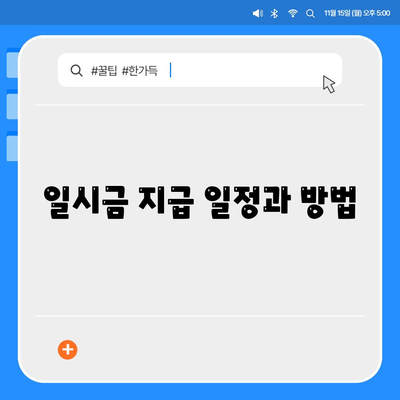 일시금 지급 일정과 방법