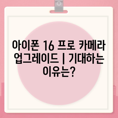 아이폰 16 프로 카메라 업그레이드 | 기대하는 이유는?