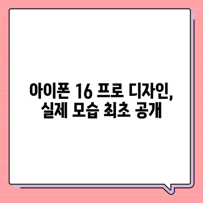 아이폰 16 프로 디자인, 출시일, 실제 모습