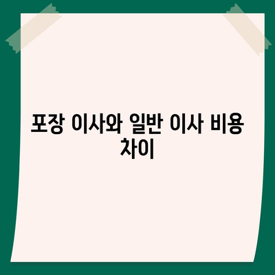 포장 이사 비용 비교 완벽 가이드