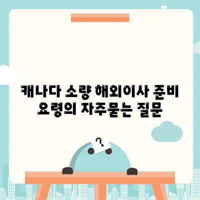 캐나다 소량 해외이사 준비 요령