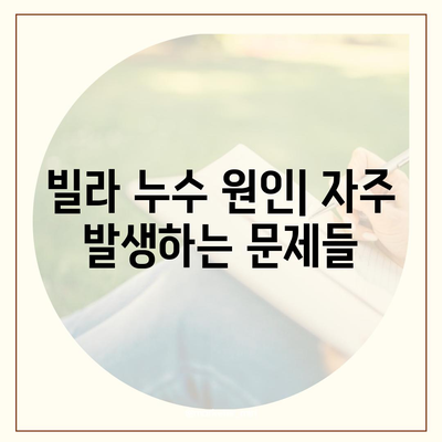 빌라 누수 책임과 원인 분석