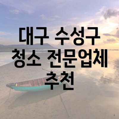 대구 수성구 청소 전문업체 추천