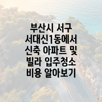 부산시 서구 서대신1동에서 신축 아파트 및 빌라 입주청소 비용 알아보기