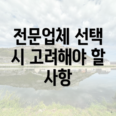 전문업체 선택 시 고려해야 할 사항