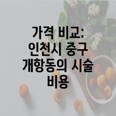 가격 비교: 인천시 중구 개항동의 시술 비용