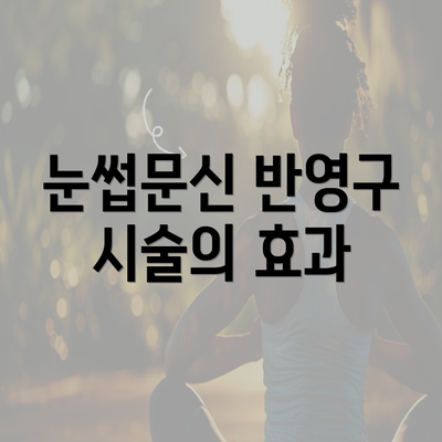 눈썹문신 반영구 시술의 효과