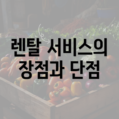 렌탈 서비스의 장점과 단점