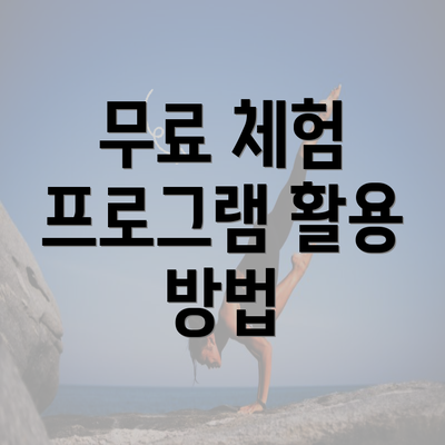 무료 체험 프로그램 활용 방법