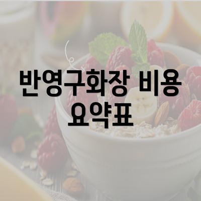 반영구화장 비용 요약표