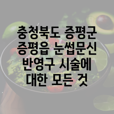 충청북도 증평군 증평읍 눈썹문신 반영구 시술에 대한 모든 것