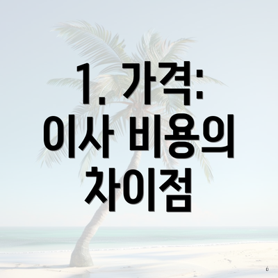 1. 가격: 이사 비용의 차이점