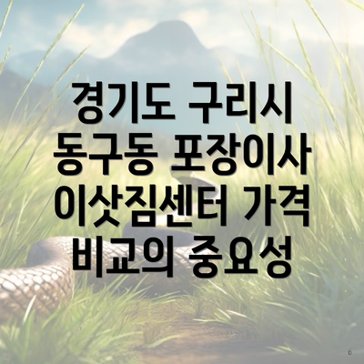 경기도 구리시 동구동 포장이사 이삿짐센터 가격 비교의 중요성