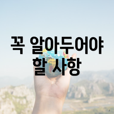 꼭 알아두어야 할 사항