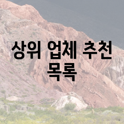 상위 업체 추천 목록