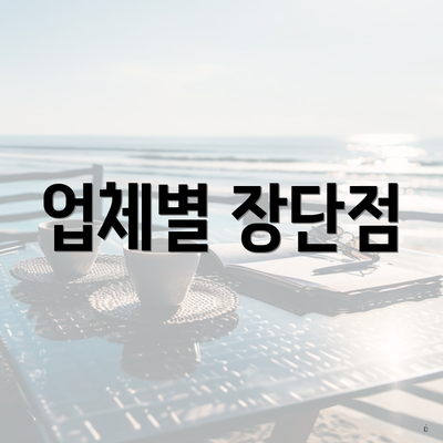 업체별 장단점