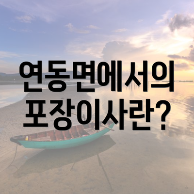 연동면에서의 포장이사란?