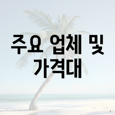 주요 업체 및 가격대