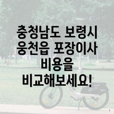 충청남도 보령시 웅천읍 포장이사 비용을 비교해보세요!