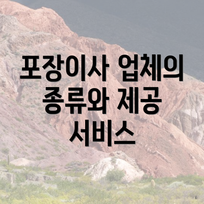 포장이사 업체의 종류와 제공 서비스