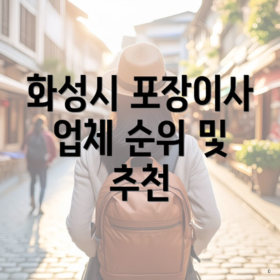 화성시 포장이사 업체 순위 및 추천